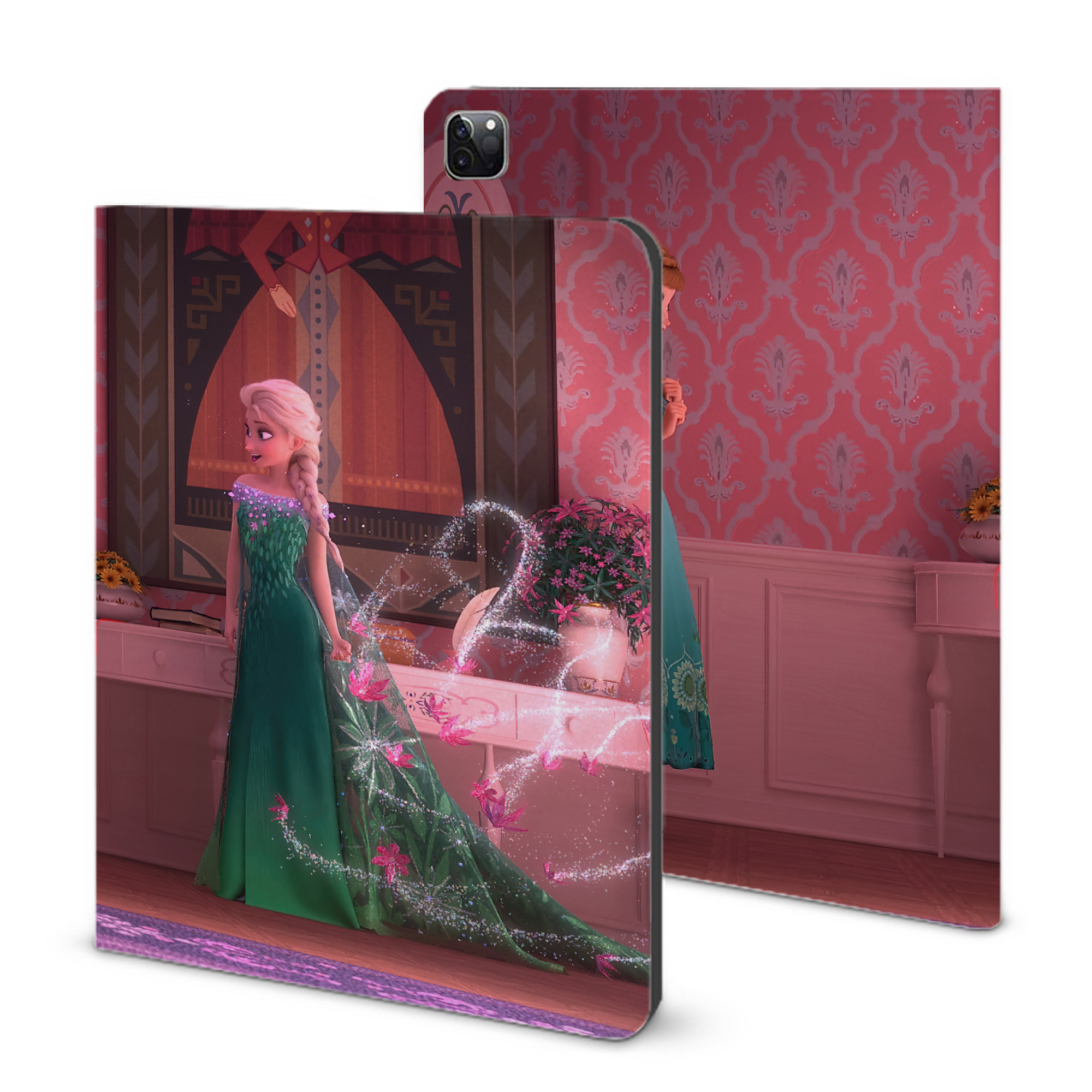 （画像用） アナと雪の女王 アンナ エルサ Frozen Anna Elsa IPad ケース ブック型 PUレザー TPU 耐衝撃 軽量 薄型 ペン収納なし 全面保護 IPad 各モデル対応